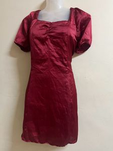 Pintrest Marron Party Wear One Piece With Bow