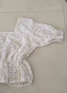 Chic White Eyelet Crop Top