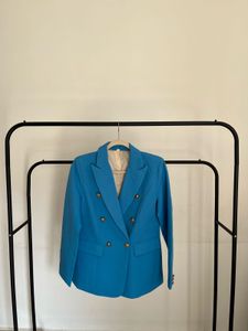 ROYAL BLUE SHEIN DOUBLE BREASTED BLAZER