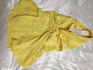 Yellow & White Striped halter neck top