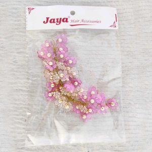 Pink Floral Hair Accessory brooch with Pearls