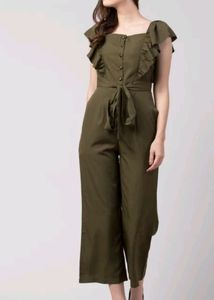 Olive Ruffle Jumpsuit