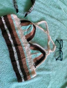 Boho Striped Crochet Bikini Top