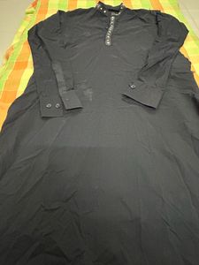 black kurta with silver hand work design