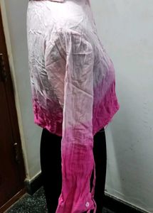 Pink Ombre Tie-Up Crop Top