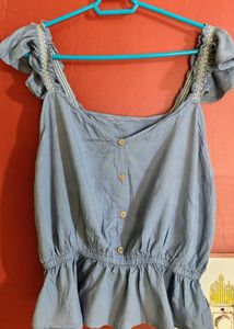 Peplum Top with Button Detail