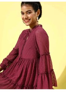 Maroon Tiered Mini Dress
