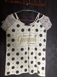 Polka Dot Lace Sleeve Top
