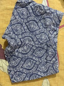 Blue &amp; White Patterned hot pants