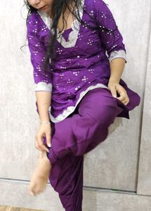 Vibrant Purple Kurta with Dhoti Pants