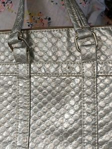 Big Size Silver Quilted Tote Bag