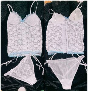 Very Beautiful Net Sexy White Blue Lace Corset