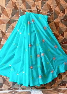 Beautiful Teal Embroidered Saree