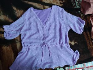 Cute Lavender Cinched Waist Top