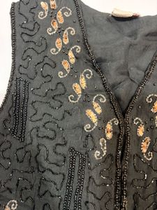 Sequin Embellished Black Vest