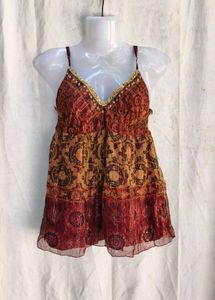 11410. Bohemian Print Spaghetti Strap Top