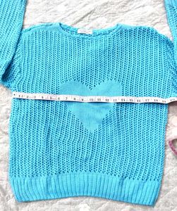 Full Sleeves Cute Blue Heart Sweater 💙