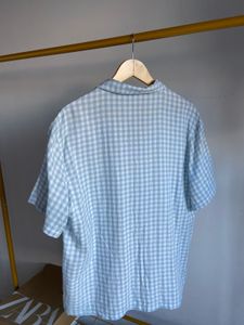 Light Blue Gingham Short Sleeve Shirt