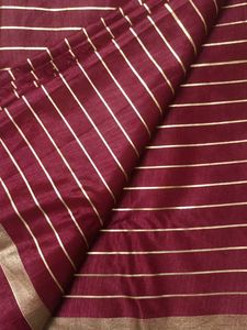 Maroon Saree with Gold Stripes