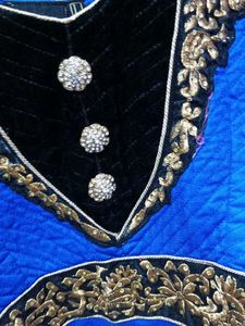 Elegant Blue &amp; Gold Anarkali Dress