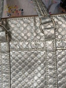 Big Size Silver Quilted Tote Bag