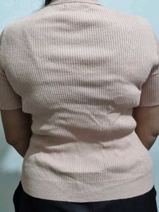 Ribbed Knit Polo Shirt