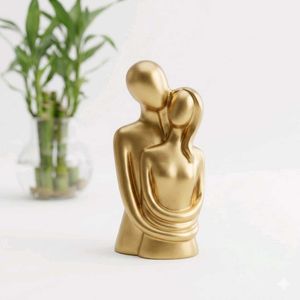 Golden Couple Hugging Sculpture