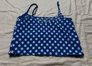 Blue Polka Dot Crop Cami Top