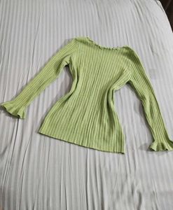 Y2K Lime Green Ribbed Long Sleeve Top