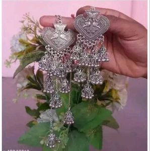 Combo Set Contemporary And Oxidized Silver Jhumkas