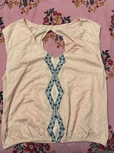 Pink Embroidered Cut-Out Top