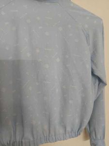 Light Blue Printed Cropped Shirt