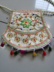 Embroidered Pouch with Beaded Strap