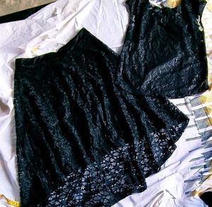 Elegant Black Lace skirt and top 👍