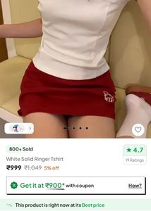 White &amp; Red Trimmed T-Shirt