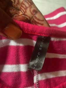 Pink Striped Sleeveless Midi Dress