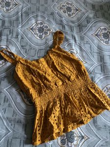 Mustard Yellow Eyelet Cami Top