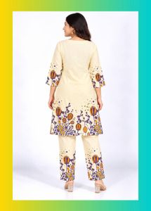 Cream Kurta with Floral Print