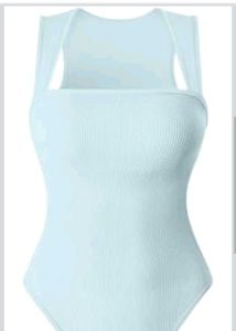 White Ribbed Stretchable Bodysuit – Size M 🤍