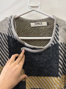 ONLY Plaid Knit Front Open Shrug/ Cardigan