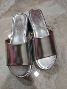 Shiny Silver Platform Slides