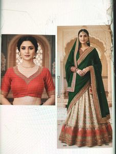 Elegan lahenga style saree Set with red colour rea