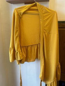 Elegant wrap around Mustard Yellow Ruffle skirt
