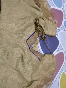 Navy blue and beige colour saree