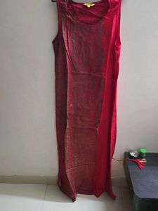Vibrant Red Printed' Global Desi'  Sleeveless Gown