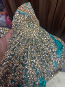 Embroidered Teal Blouse &amp; lehenga