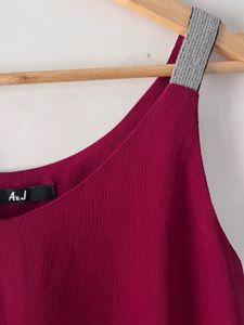 New Burgundy Tank Top with Embellished Straps