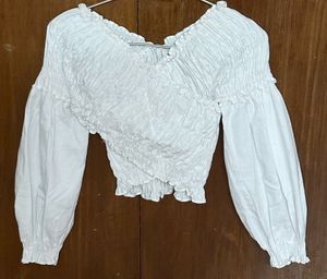 Zara White Balloon Top