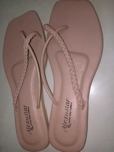 Stylish Pink Braided Flat Sandals