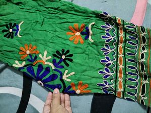 Embroidered Green Palazzos